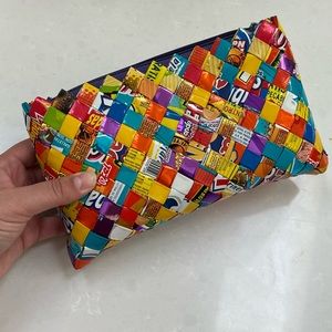 Unique Mexican candy wrappers clutch purse bag with zipper